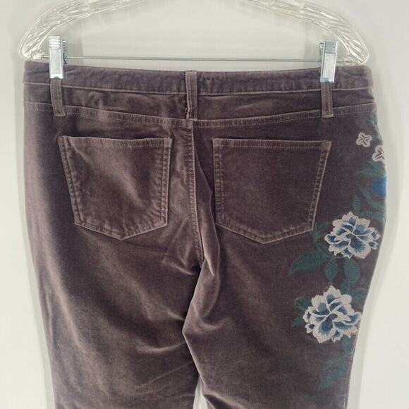 Sundance Velvet‎ Straight Leg Pants Womens Sz 30 Gray Floral Embroidered Cotton - Picture 6 of 14